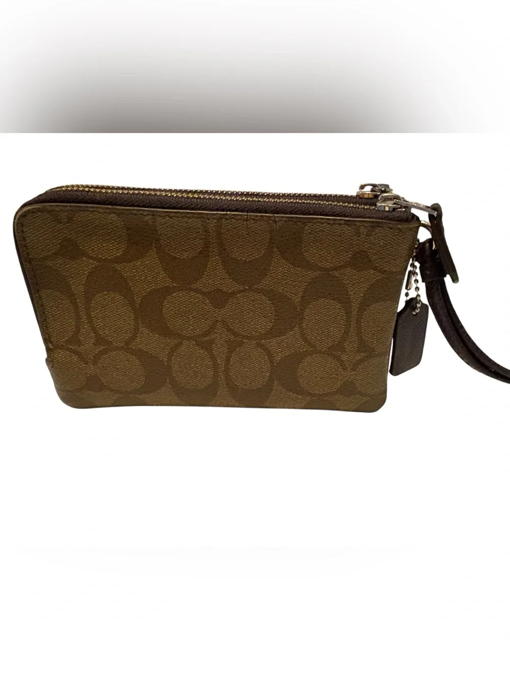 Coach Double Corner Zip Wristlet in Signature Canvas